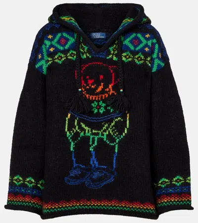 Polo Ralph Lauren Bear-intarsia Hooded Sweater In Black