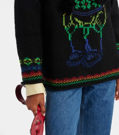 Polo Ralph Lauren Bear-intarsia Hooded Sweater In Black