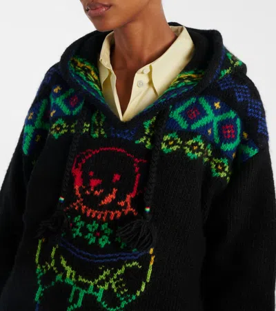 Polo Ralph Lauren Bear-intarsia Hooded Sweater In Black