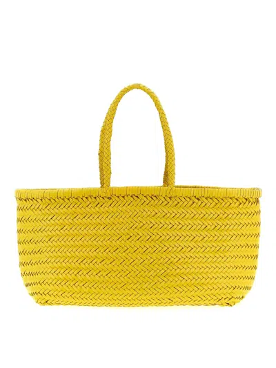 Dragon Diffusion Large Rectangular Shoulder Bag With Woven Texture In Yellow