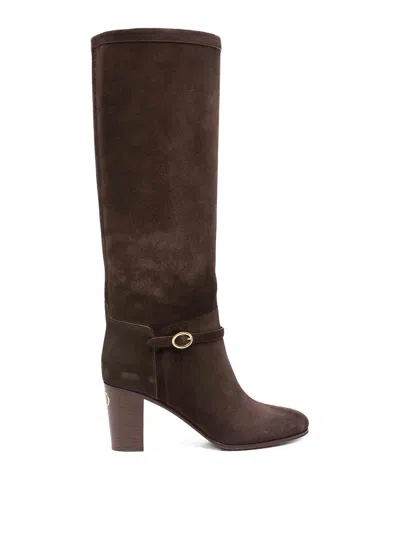 Valentino Pattie 75 Suede Knee-high Boot In Brown