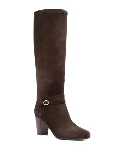 Valentino Pattie 75 Suede Knee-high Boot In Brown