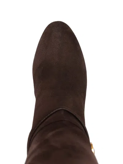 Valentino Pattie 75 Suede Knee-high Boot In Brown