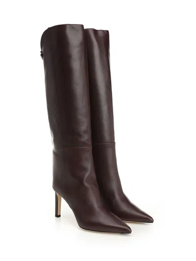 Jimmy Choo Alize Boots Bordeaux In Brown