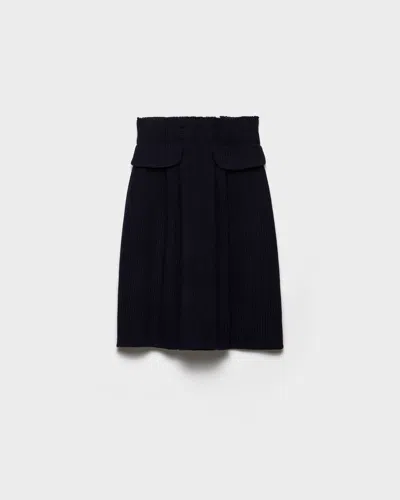 Prada Knitted Skirt In Blue