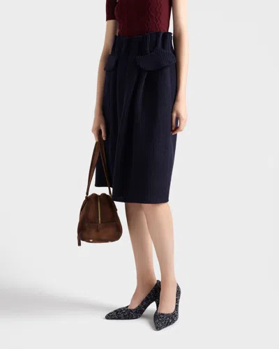 Prada Knitted Skirt In Blue