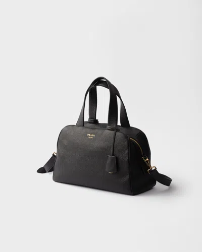 Prada Large Leather Top-handle Bag In Black