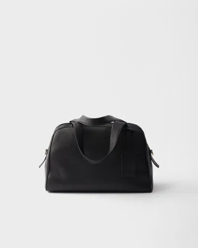 Prada Large Leather Top-handle Bag In Black