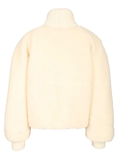 Moncler Ayles Short Down Jacket In Teddy And Wool Jackets White In Neutral