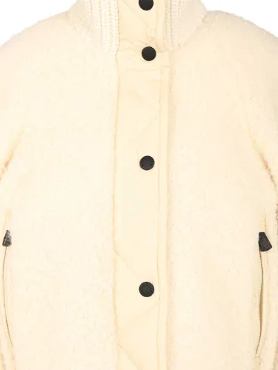 Moncler Ayles Short Down Jacket In Teddy And Wool Jackets White In Neutral