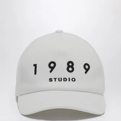 1989 Studio Striped Baseball Patch Cap With Curved Brim In White