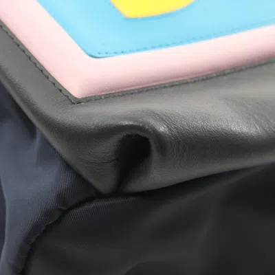 Pre-owned Fendi Multi-color Navy Nylon Leather Backpack ()