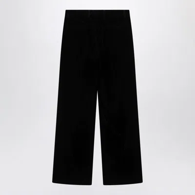 Valentino Straight-leg Velvet Pants In Black