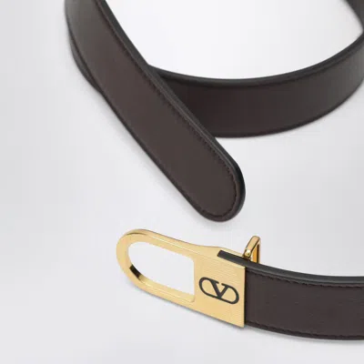 Valentino Garavani Vlogo Signature Belt In Shiny Calfskin 30 Mm With Enamelled Logo Detail In Brown