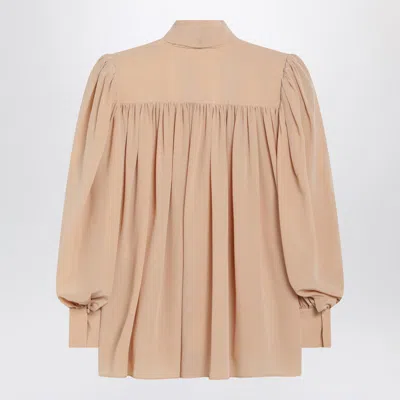 Chloé Pussy-bow Long-sleeve Blouse In Brown