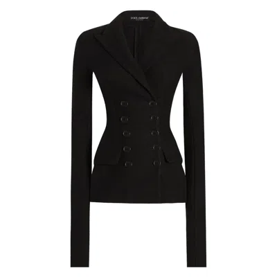 Dolce & Gabbana Double-breasted Jacket In Wool Cloth In Black