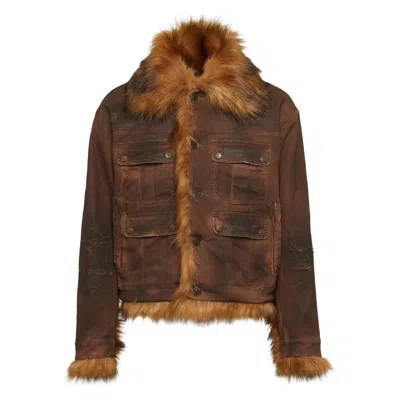 Dsquared2 Long Sleeve Casual Jacket In Brown