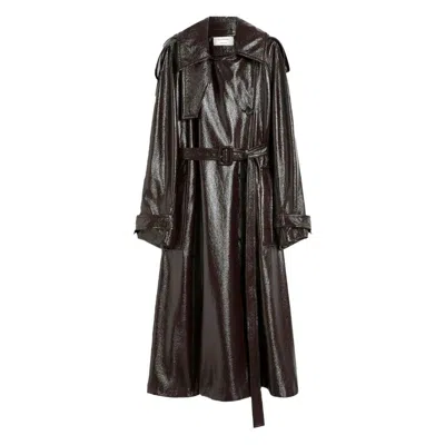 Sportmax Long Coat With Belt And Epaulettes In Black