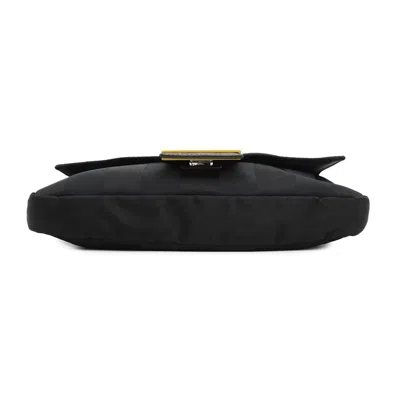 Pre-owned Fendi Pequin Black Yellow Nylon Leather Shoulder Bag Sling Bag ()