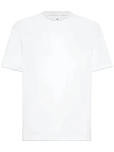 Brunello Cucinelli Cotton Jersey Crew Neck T-shirt With Faux-layering Clothing In White