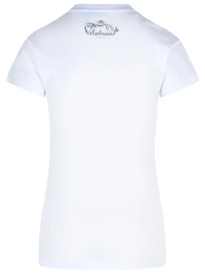Balmain White Cotton T-shirt In Blue