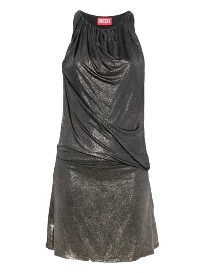 Diesel Draped Corset Halter Neck Mini Dress In Black