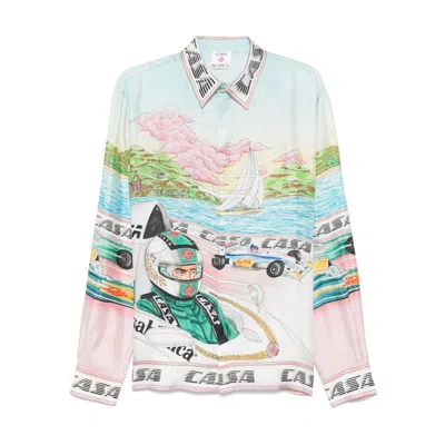 Casablanca Mens The Art Of Racing Classic Long-sleeve Silk Shirt In Multi