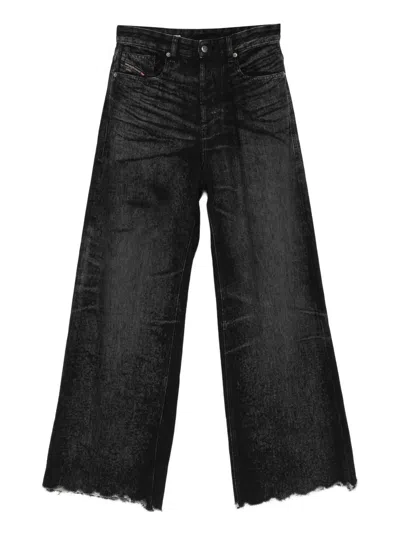Diesel Classic Straight-leg Jeans With Mid-rise Waist In Black