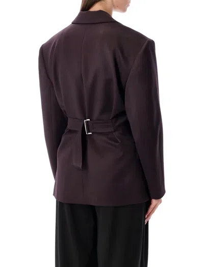 Magda Butrym Double-breasted Pinstripe-detail Blazer In Brown