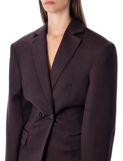 Magda Butrym Double-breasted Pinstripe-detail Blazer In Brown