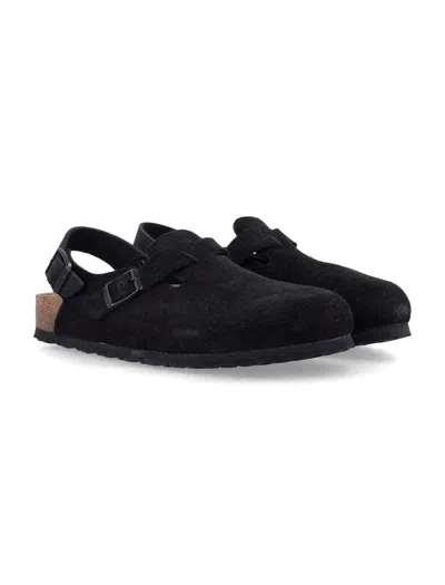 Birkenstock Tokio Unisex Suede Mules Shoes In Black