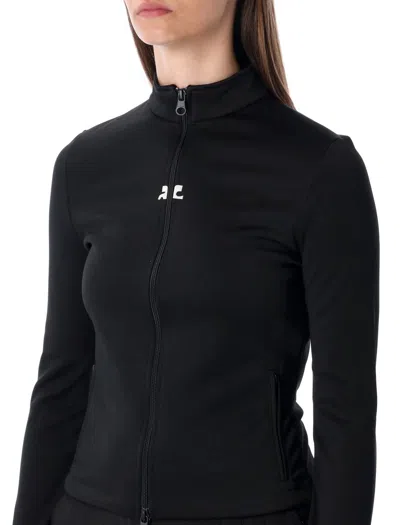 Courrèges Biker Tracksuit Interlock Jacket In Black