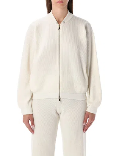 Fabiana Filippi Knit Platinum Bomber In White