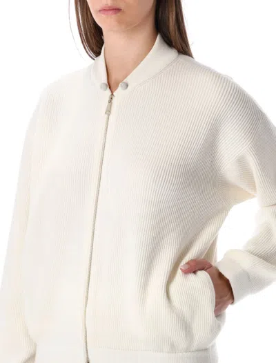 Fabiana Filippi Knit Platinum Bomber In White