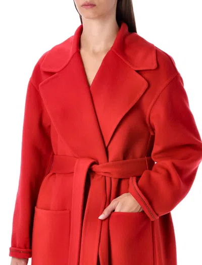 Fabiana Filippi Coat In Double Wool And Cashmere In Red