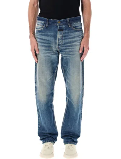 Fear Of God Relaxed Straight Leg Denim Trousers In Blue