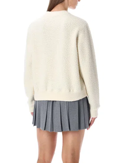 Casablanca Cashmere Blend Fleece Crewneck Top In White