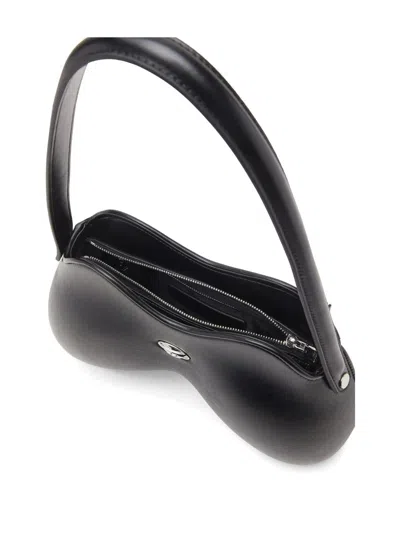 Diesel Double-d Curved Shoulder Bag In Black