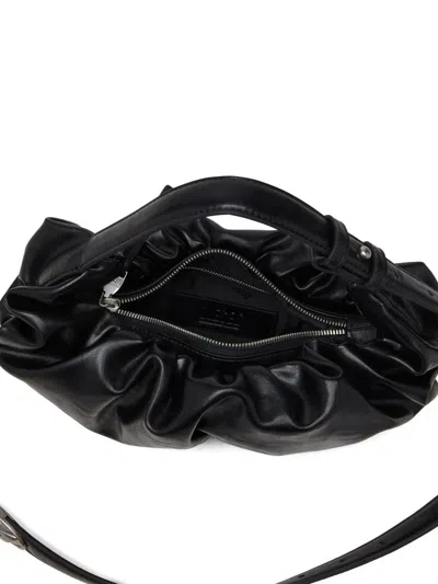 Diesel Grab-d S-small Scrunched Hobo Bag In Shiny Pu In Black