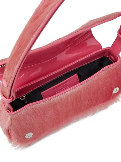 Diesel Play-clutch In Coloured Hairy Leather In Pink