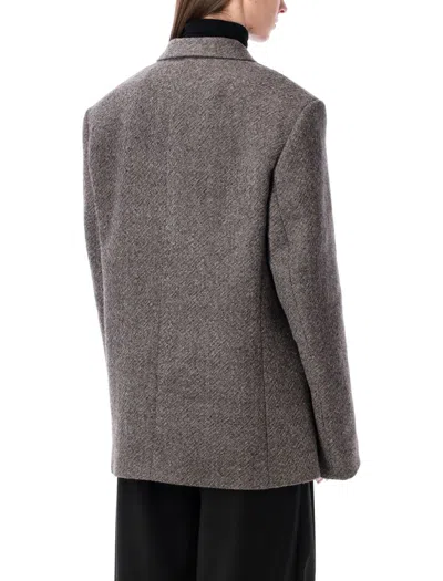 Magda Butrym Double Breasted Wool Chevron Jacket In Gray