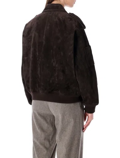 Sword 6.6.44 S.w.o.r.d 6.6.44 Brown Suede Bomber With Patch Pockets In Black