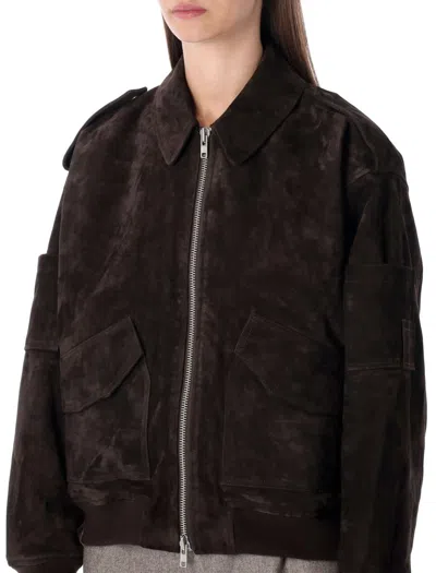 Sword 6.6.44 S.w.o.r.d 6.6.44 Brown Suede Bomber With Patch Pockets In Black