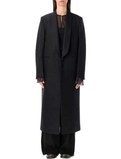 Our Legacy Long Water-repellent Wool Supper Coat In Black
