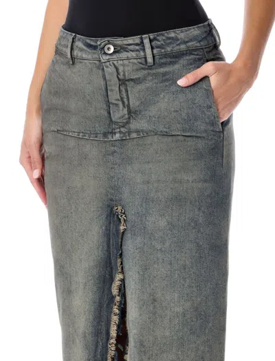 Rick Owens Sliced Skirt Denim In Blue