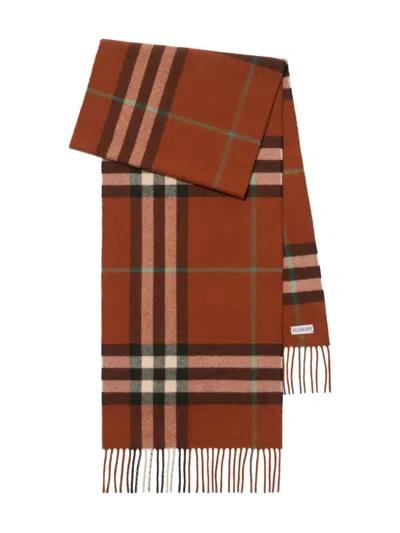 Burberry Giant Check Cashmere Scarf Accessories In Brown