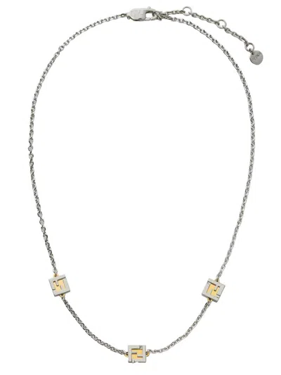 Fendi Gold And Silver-colored Necklace In Metallic