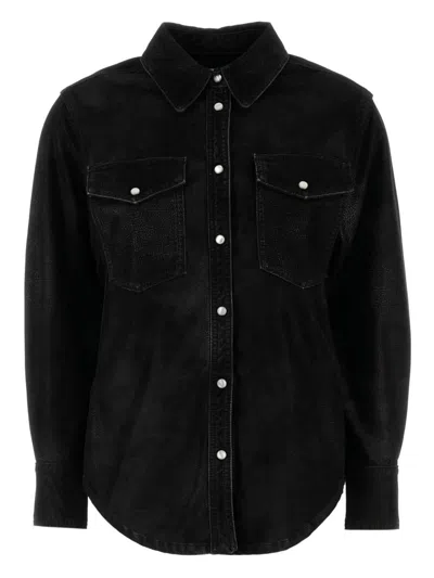 Isabel Marant Étoile Isabel Marant Etoile Black Synthetic Leather Karima Shirt In Black