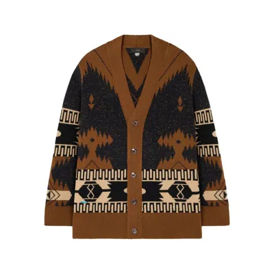 Alanui Dreamscape Icon Geometric-pattern Cardigan In Brown