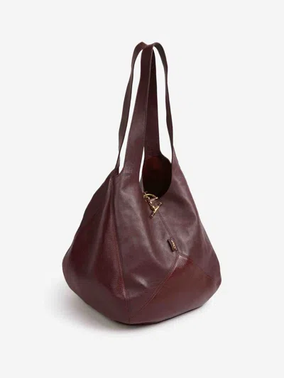 Chloé Balloon Paneled Textured-leather Tote In Red